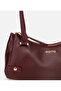 Women's Leather Burgundy Bowling Shoulder Bag - 2