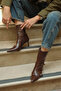 Brown 3 Buckle Pointed Toe Women's Heeled Boots