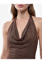 Back Detailed Slim Fit Flounce Collar Sleeveless Stoned Mini Evening Dress - 4