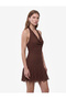 Back Detailed Slim Fit Flounce Collar Sleeveless Stoned Mini Evening Dress - 2