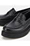 Women's Leather Black Thick Soled Classic Loafer - 3
