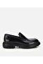 Men's Open Leather Black Thick Soled Classic Loafer