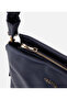 Women's Leather Navy Blue Soft Textured Knitted Strap Detailed Shoulder Bag - 6