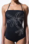 Black Embroidered Strapless Swimsuit - 4