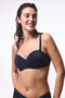 Black Lotus Striped Gathering Underwire Balconette Bikini Top
