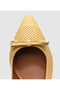 Women's Leather Yellow Open Back Heeled Shoes - 4