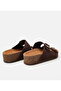 Women's Suede Leather Brown Adjustable Flat Slippers - 6