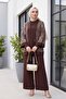 3-Piece Sendy Set with Sequin Pullover Cardigan - Brown