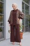 3-Piece Sendy Set with Sequin Pullover Cardigan - Brown - 3