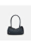 Women's Leather Navy Blue Bowling Shoulder Bag