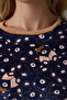 Navy Blue Bear Patterned Sweatshirt Thermal Effect Pajama Top - 4