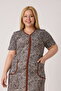 Women's Plus Size 100% Cotton Combed Fabric Zipper Summer Dress / Coffee-Leopard 4099 - 5