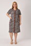 Women's Plus Size 100% Cotton Combed Fabric Zipper Summer Dress / Coffee-Leopard 4099 - 6