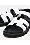 Women's Leather White Adjustable Buckle Flat Sandals - 3