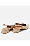Women's Leather Beige Open Back Ballerinas - 6