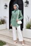 Single Button Trousers with Folded Front Detail and Pockets -White - 5