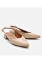 Women's Leather Beige Open Back Ballerinas - 2