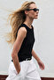 Textured Sleeveless Blouse - Black - 2