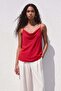 Strappy Collared Blouse - Red - 5