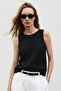 Textured Sleeveless Blouse - Black