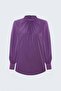 Collar Detailed Satin Blouse - Purple - 3