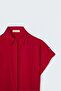 Casual Shirt with Sleeve Detail - Red - 3