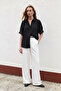 Short Sleeve Lace Detailed Shirt - Black - 4