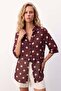 Polka Dot Patterned Shirt - Burgundy - 2