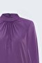 Collar Detailed Satin Blouse - Purple - 4