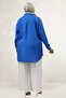 68088 Large Size Double Lyocell Tunic with Collar Accessory Detail - Indigo - 5