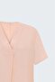 Wide Short Sleeve Blouse - Powder - 4