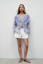 Ruffle Detailed Patterned Shirt - Blue - 2