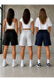 3-Piece Shorts for Women (Black-Grey-Navy Blue) Oversize Summer Shorts Anti-Sweat - 2