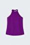 Halter Neck Blouse - Purple - 4