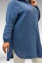 58091 Plus Size Muslin Shirt with Elastic Sleeves - Cool Blue - 2