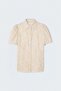 Embroidered Short Sleeve Shirt - Beige - 5