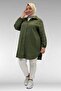 58091 Plus Size Muslin Shirt with Elastic Sleeves - Khaki - 5