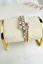 Gold Yellow Row of Stones Detailed Wrapped Bracelet - 2