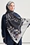 Roselle Pattern Norena Wool Shawl Navy Blue