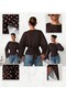Women's Boat Neck Polka Dot Spanish Sleeve Slit Blouse - 5