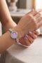 Luxury Stone Flower Pattern Cord Women Wrist Watch Silver Purple Color Pl-1584B7X - 2