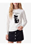 Cat Printed Sequined Short Sleeve Crew Neck Cotton T-Shirt - 2