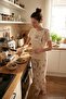 Cotton Regular Fit Patterned Crew Neck Pajamas Set Women's Pajama Set 65790784