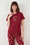Cotton Regular Fit Patterned Crew Neck Pajamas Set Women's Pajama Set 65790784 - 3