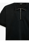 Modal Fabric Regular Fit Half Zipper Short Sleeve T-Shirt - 4