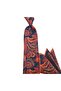 Navy Blue Copper Orange Mustard Yellow Special Woven Shawl Patterned Tie 19901 Orange