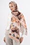Flower Pattern Cotton Shawl, Imported Fabric, High Quality & New Season Shawl, Rosea Collection "Caramel-Orange" - 3