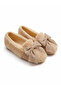 Nora Cream Soft Plush Non-Slip Sole Women's Ballerina Slippers with Bow Accessories - 6
