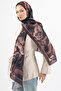 Flower Pattern Cotton Shawl, Imported Fabric, High Quality & New Season Shawl, Rosea Collection " Brown-Coffee " - 4
