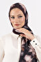 Flower Pattern Cotton Shawl, Imported Fabric, High Quality & New Season Shawl, Rosea Collection " Brown-Beige " - 4